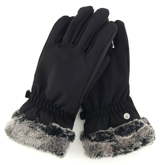 Head Accessories Head Womens Black Fleece Insulated Winter Gloves